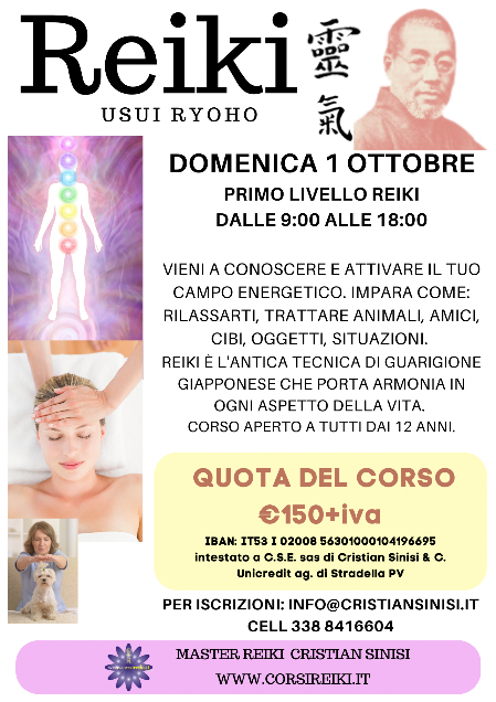 corso reiki 1° livello 1 ottobre 2023