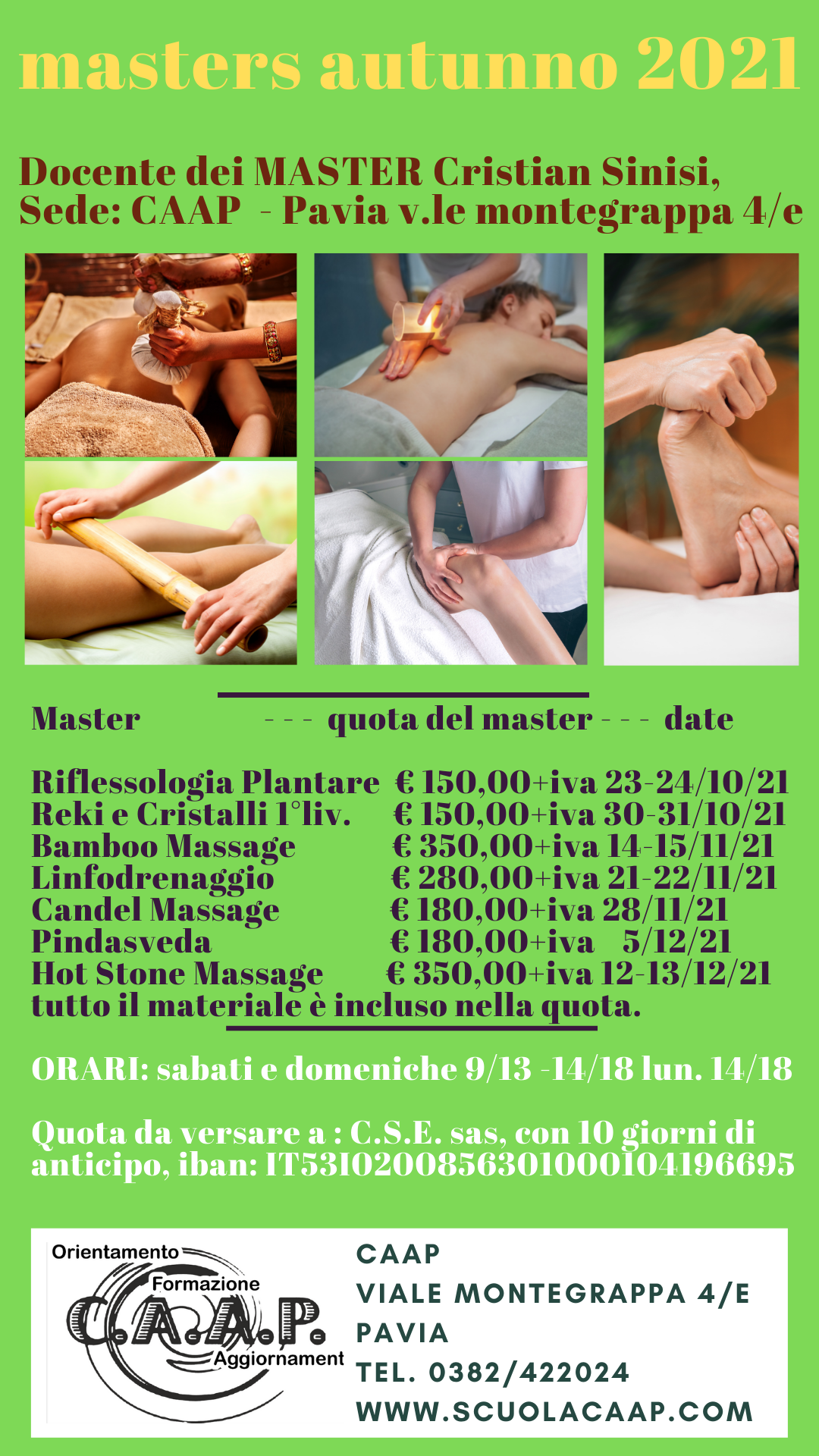 calendari costi - corsi di massaggio autunno 2021