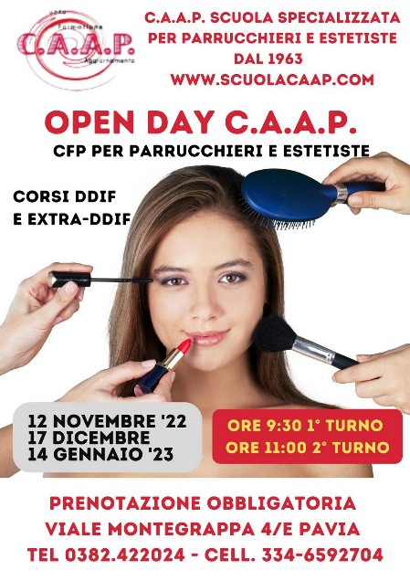 open day caap 15-1-2022 per corsi parrucchiere estetiste 22-23