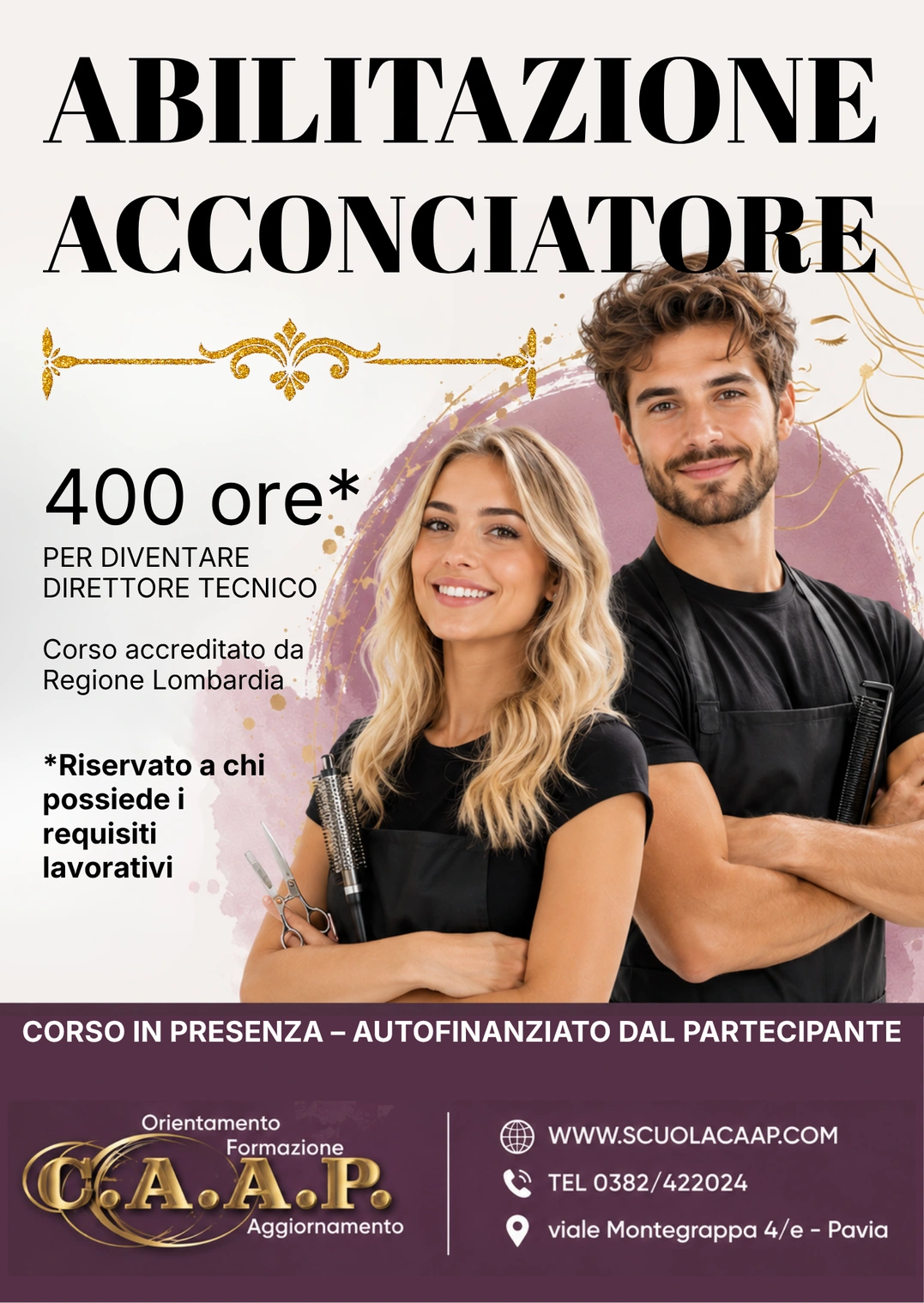CORSO 400 ORE ACCONCIATORE con Scuola C.A.A.P.